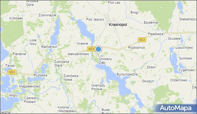 mapa Smolany Dąb, Smolany Dąb na mapie Targeo